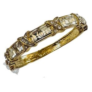 VTG runway Regal bangle bracelet Jeweled crystal rhinestone High end Gold Plated